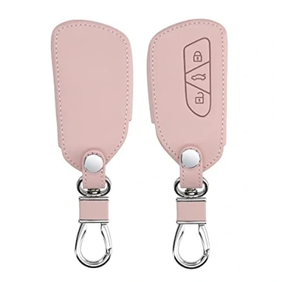 Imagen de kwmobile Carcasa Compatible con VW Golf 8 Llave de Coche 3 Botones Funda Cuero sintético Case para Mando Control Auto Oro Rosa