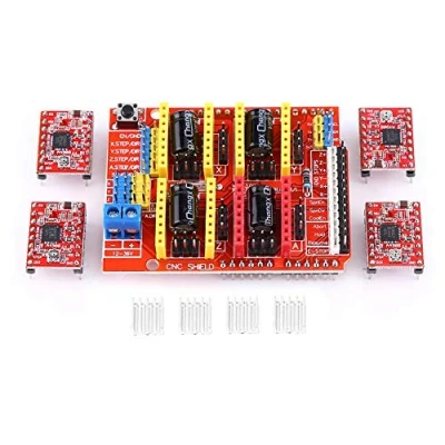 Imagen de Placa de Expansión CNC Shield + 4 Unids A4988 Disipadores Calor Controlador Motor Paso a para Impresora 3D Grabador
