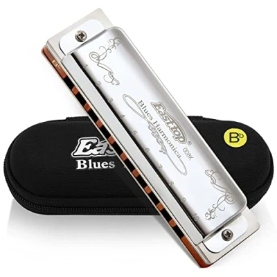 Imagen de East Top 10 Hole 20 Tone 008K B Tecla de armónica diatónica con estuche azul, estándar para adultos, jugadores profesionales y estudiantes