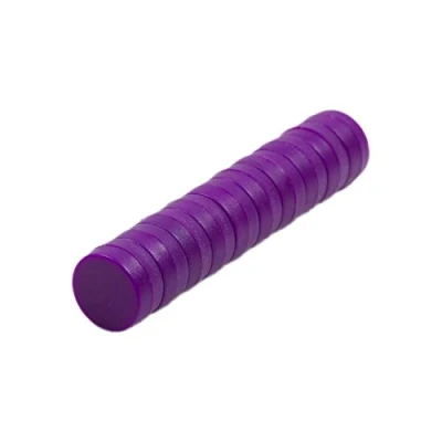 Imagen de Fuertes imanes Magnetastico® de neodimio, con capa protección, tamaño 12 x 6 mm, para oficina, pequeños, pizarra magnética o frigorífico, morado, 12x6 mm