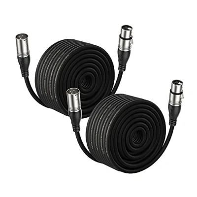 Imagen de EBXYA Cable XLR de micrófono 30M 2 paquetes 3 pines equilibrado macho a hembra conexión escenario para mezclador Audio