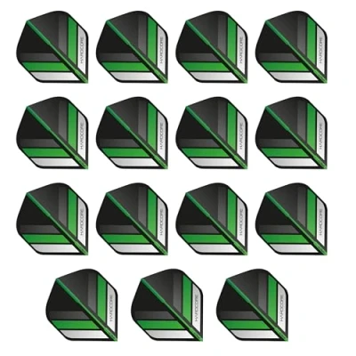 Imagen de RED DRAGON Hardcore XT Negro y Verde Stripe Plumas de Dardos Estándar Extra Gruesos 5 Juegos por Paquete (15 vuelos en Total)