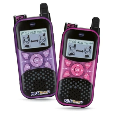 Imagen de VTech KidiTalkie Explorer Morado/Rosa, Walkie Talkies Infantil con Linterna y Efectos de Voz, Envío Mensajes, Función Cambio Juegos, Regalo niños +4 años, Versión ESP