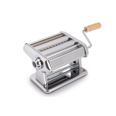 Imagen de Imperia Titania. Máquina para hacer pasta. Made in Italy. pasta fresca de acero. Laminadora manual con manivela. Crea una hoja lasaña, tagliolini, fettuccine.