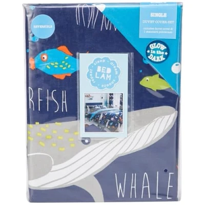 Imagen de Bedlam Sea Life Glow in The Dark Juego de Funda edredón (tamaño Individual), Multicolor