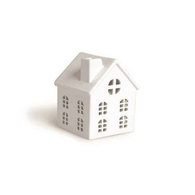 Imagen de Excelsa Casa Farol, Diseño de Casita, Cerámica, Color Blanco, 10,5 X 14 cm