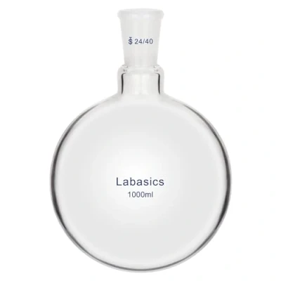 Imagen de Labasics Frascos de Destilación Laboratorio, Frasco Vidrio Borosilicato Pared Gruesa Cuello Corto y Fondo Redondo RBF un con Junta Exterior Cónica Estándar 24/40, 1000 ml