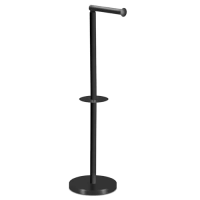 Imagen de TIENDA EURASIA Portarrollos de Papel Higiénico Pie, 15x60x15 cm, Aspecto Acero Inoxidable, Plegable, Color Negro Mate, Soporte para