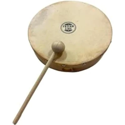 Imagen de FUZEAU 70627 Pandereta de madera Piel natural Ø 20 cm sin pendiente Se entrega con 1 mazo Autenticidad del sonido garantizada A partir 4 años, beige