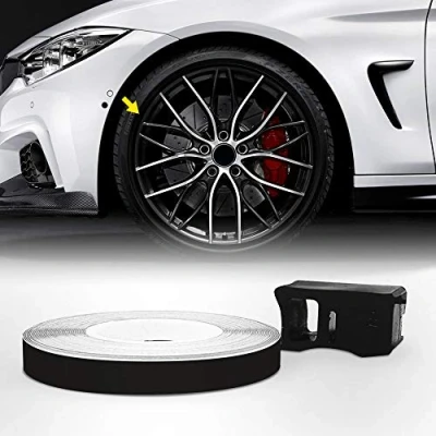 Imagen de 4R Quattroerre.it 10341 Wheel Trim Tiras adhesivas Reflectantes con Aplicador para Llantas de Coche, Negro, 7 mm x 6 mt
