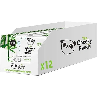 Imagen de The Cheeky Panda Toallitas Biodegradables de Bambú Multipack 99% Agua Purificada, Aptas para Pieles Sensibles Dermatológicamente Probadas, 60 Unidades (Pack 12)(El Embalaje Puede Variar)