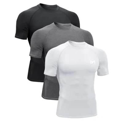 Imagen de MEETYOO Camiseta de Compresión Hombres,Camiseta Funcional Manga Corta Fitness Hombre Deportiva Transpirable para Running Gym Ciclismo