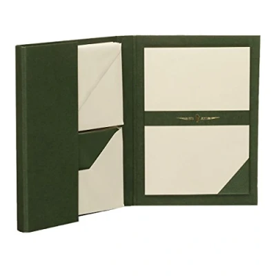 Imagen de Rössler Papier 1026831008 Paper Royal Bloc de cartas DIN A5/C6, 15/15, verde/chamois acanalado