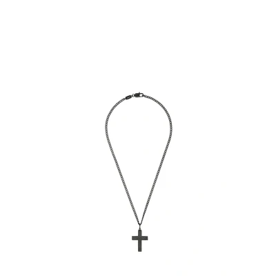 Imagen de s.Oliver cadena con colgante de acero inoxidable carbono collar para hombre, 50 cm, plata, cruz, viene en caja regalo joyería