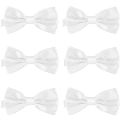Imagen de DonDon Set de 6 Pajarita para hombre 12 x cm ajustable y lista usar Blanco