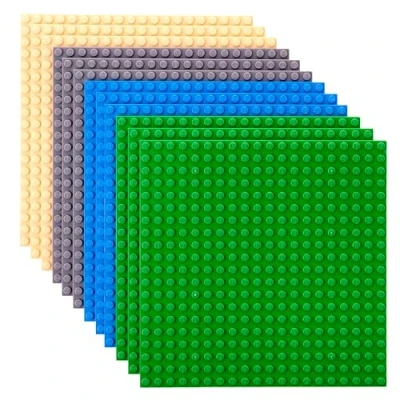 Imagen de Strictly Briks Pack de 12 Bases para Construir Compatibles con Todas Las Grandes Marcas 15,24 x cm Verde, Azul, Gris y Arena