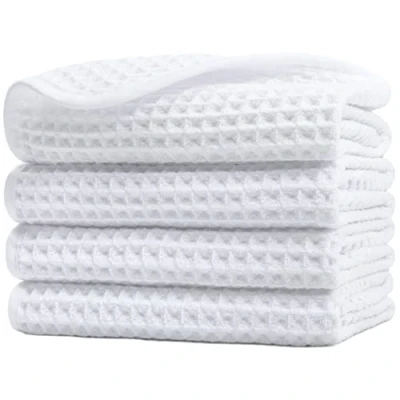 Imagen de Polyte Toalla para la Cara de Microfibra superabsorbente antipelusa Punto gofrado Blanco 33 x cm Pack 4
