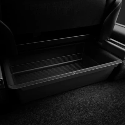 Imagen de Spigen Organizador de caja almacenamiento debajo del asiento (edición carbono) diseñado para Tesla Model Y 2022 2021