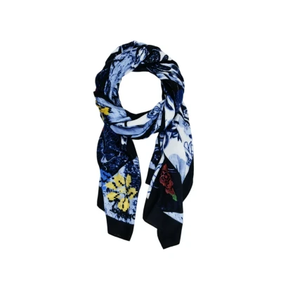 Imagen de Desigual FOU Flowers Rectangl Bufanda, Mujer, Talla: One Size, Blue