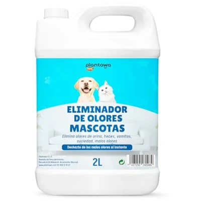Imagen de Eliminador de Olores Mascotas al Instante 2l. Neutralizador enzimatico Orina Heces Vómitos. Interior y Exterior. Patio Jardin. Anti olor orines Perros Gatos. Detergente perros.