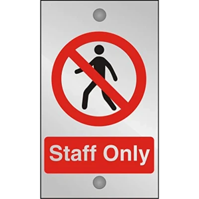 Imagen de Seco Letrero con texto &quot;Staff Only&quot;, 120 mm x 200 mm, acrílico transparente de 5 fijaciones soporte