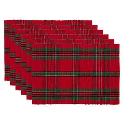 Imagen de DII Farmhouse Juego de manteles Individuales Navidad y decoración Cocina, 13 x 19 Pulgadas, Rojo Verde, 6 Unidades