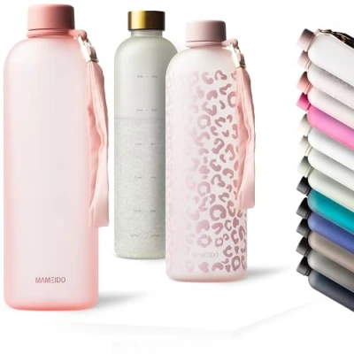Imagen de MAMEIDO Botella agua 1,5 litro 1,5l motivacional sin BPA, antigoteo, tritan para Colegio, Gym, Oficina (Flamingo, 1500ml)