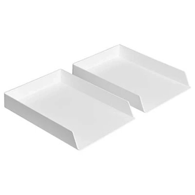 Imagen de Amazon Basics Organizador de plástico, Rectangular bandeja para cartas, 2 Unidad, blanco