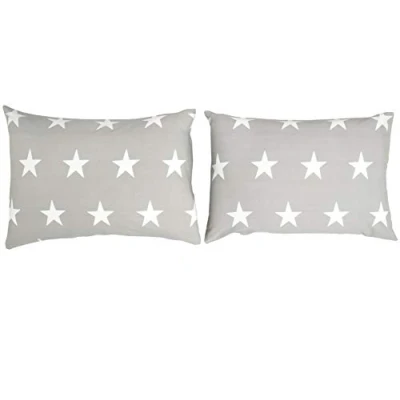 Imagen de Bloomsbury Mill Juego de Cama para niño 2 Fundas Almohada adicionales Estampado Estrellas Grises y Blancas