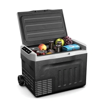 Imagen de KLARSTEIN PolarForce 30L Nevera portátil eléctrica con compresor, Panel LCD, 20C a 20C, Ruedas Todoterreno, Asas Dobles, protección de batería, para Camping &amp; Viajes, Freezer