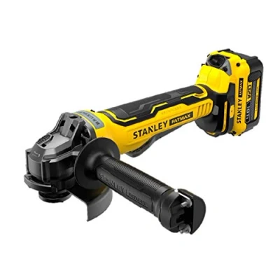 Imagen de STANLEY FATMAX SFMCG700M2K QW Amoladora sin cable, 125 mm, Velocidad 8500 rpm, Motor escobillas, Mangos de 3 posiciones, 1 maletín, 2 accesorios, baterías 4Ah y cargador 2Ah