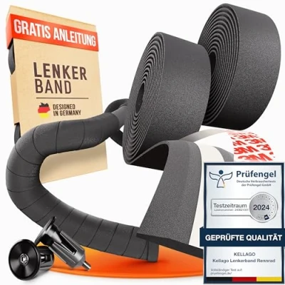 Imagen de Kellago Cinta para manillar de bicicleta carretera, color negro, incluye libro electrónico y 4 tiras adhesivas, negro