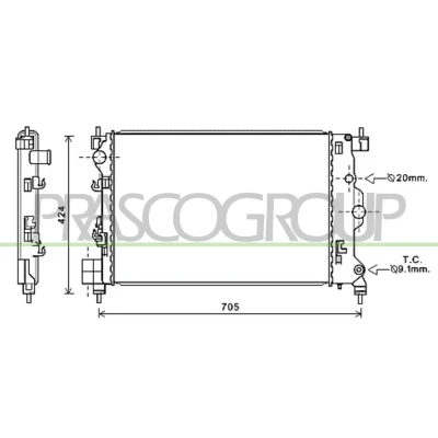 Imagen de PRASCO OP700R003 Radiador, refrigeración del motor Aluminio 580mm 396mm 23mm Aletas unidas mecánicamente OPEL: Mokka / X