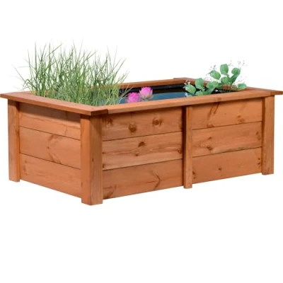 Imagen de dobar 29246FSCe Estanque Alto para jardín de Madera Robusta, Mini jardín, terraza, balcón, Incluye lámina Estanque, 120 x 72 42 cm
