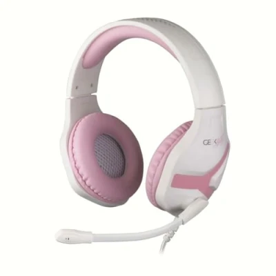Imagen de Konix Geek Girl Auriculares Gaming Crystal PS4, PS5, Switch, Xbox One y Series XS Micrófono Cable 1,5 m Conector Jack de 3,5 mm Blanco Rosa