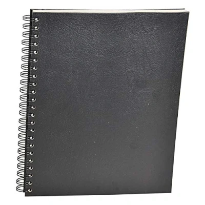 Imagen de Clairefontaine 96666C Carnet Spiralé Esquisse 100 Feuilles Papier Dessin Ivoire au Grain Très Léger Détachables 24x30 cm 90g Couverture Noire Imitation Cuir