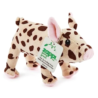 Imagen de Zappi Co Peluche de Cerdo Manchado 100% Reciclado (17cm Largo) Colección Animales Felpa Suaves, acogedores y ecológicos para el Primer niño recién Nacido