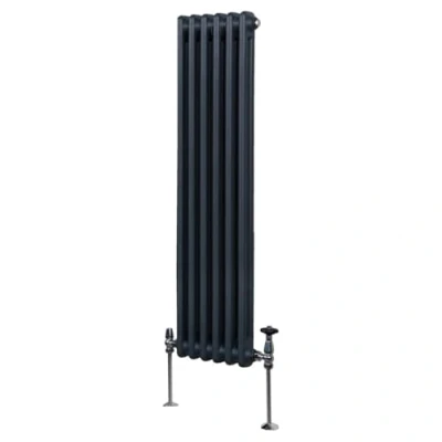 Imagen de Radiador Tradicional Vertical de 2 columnas 1500mm x 292mm Gris Antracita Acero Montado en pared Kit fijación y soportes + Cepillo limpieza GRATIS Calefacción estufa calefactor
