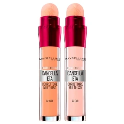 Imagen de 2 x Maybelline Nueva York, líquido correcto, borra la edad, colores 03 Fair y 02 Nude con bayas de Goji Haloxyl cubre ojeras pequeñas arrugas