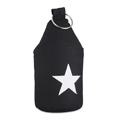 Imagen de Relaxdays Tope Puerta con Asa Alto, Tela Arena, Negro, 25 x 12 cm