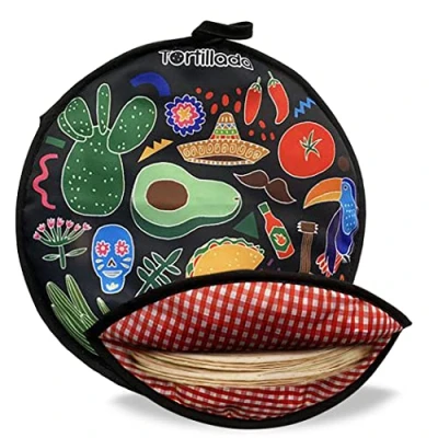 Imagen de Tortillada 30cm Calentador De Tortillas/Contenedor Para Microondas Hecho Algodón/Poliéster (Negro)
