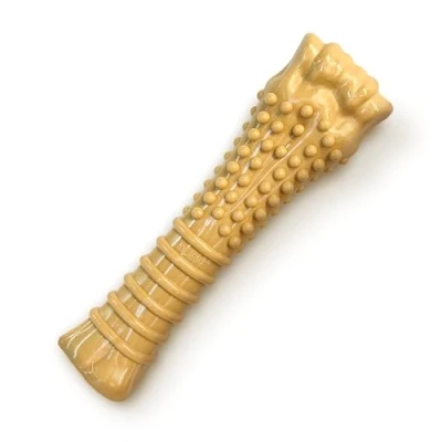 Imagen de Nylabone Juguete masticable para higiene Dental en Forma de Hueso Perros con mordida agresiva, Sabor a Mantequilla Cacahuete, Adultos más 23 Kilos 213.2 g