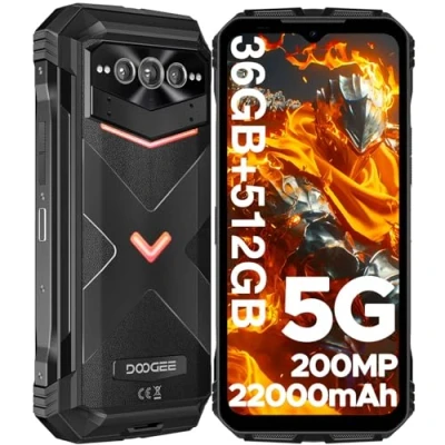 Imagen de DOOGEE VMAX Plus [2024] Movil Resistente Android 14, 36GB+512GB, 22000mAh 33W, Cámara 200MP+Visión Nocturna, 6.58&quot; FHD+ 120Hz, Dimensity 7050 Móvil irrompible 5G, TF 2TB, IP68IP69K/NFC/WiFi6/Huella