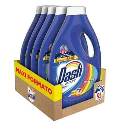 Imagen de Dash Detergente líquido para lavadora, 95 lavados (5 x 19), específico prendas de color, formato maxi, limpieza profunda todas las