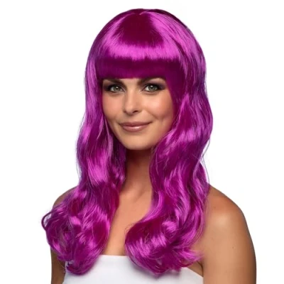 Imagen de Boland Peluca Chique, pelo sintético largo y liso con flequillo, peinado, EM, Mundial, accesorio, disfraz, accesorios, fiesta temática, carnaval