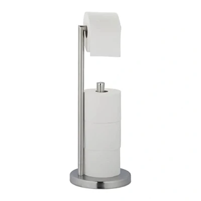 Imagen de Relaxdays Portarrollos Baño, Soporte 3 Rollos Recambio, Dispensador Papel WC de Pie, Acero INOX, 53x0,5 cm, Plateado, Inoxidable, 53 x 20,5 cm Aprox