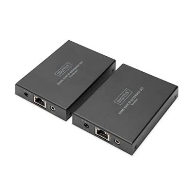 Imagen de DIGITUS DS 55507 HDMI KVM Extensor Full HD 1080p 60 Hz 150 m a través de Cable LAN/Ilimitado Ethernet (IP Capaz) Set: Transmisor y Receptor IR Infrarrojos 1.4 &amp; HDCP
