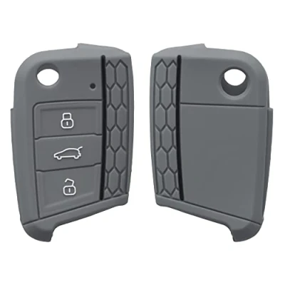 Imagen de kwmobile Carcasa Compatible con Llavero de VW Golf 7 MK7 Llave Coche 3 Botones Funda para Mando Silicona Gris/Negro