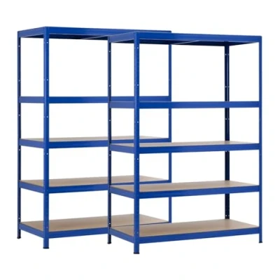 Imagen de 7H SEVEN HOUSE Pack 2 Estanterías Modulares Azul con 5 Baldas Ajustables 180x120x60cm 1250Kg 7house