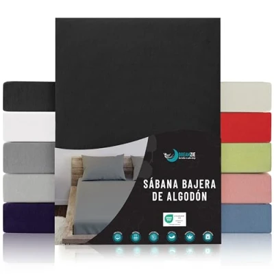 Imagen de Dreamzie Sabanas 100x200 Ajustable Algodon Oeko Tex Certificado Rojo Sábanas Bajeras 100 x 200 100% Jersey